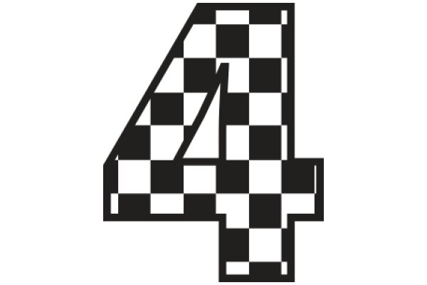 Stylized Checkered Number Four