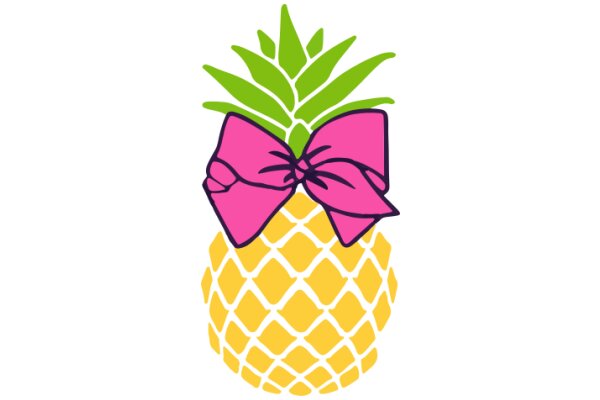 Vibrant Pink Bow on a Yellow Pineapple