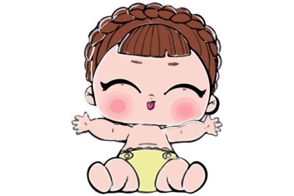 Adorable Cartoon Character: A Cute Baby with Blonde Hair and Pink Cheeks