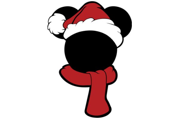 Mickey Mouse in a Festive Santa Hat and Scarf