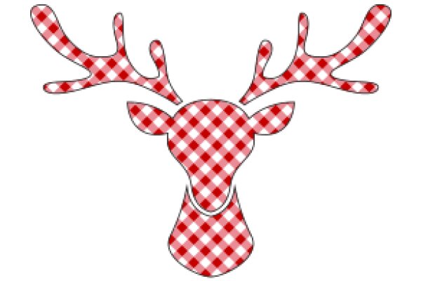 Stylized Red and White Checkered Deer Head Illustration