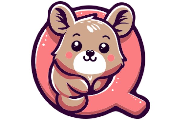 Adorable Cartoon Bear with a Pink Q