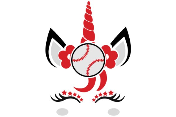 Stylized Baseball Logo with Red and Black Elements