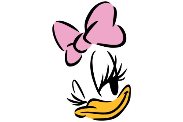 Whimsical Cartoon of a Duck with a Pink Bow and a Smile