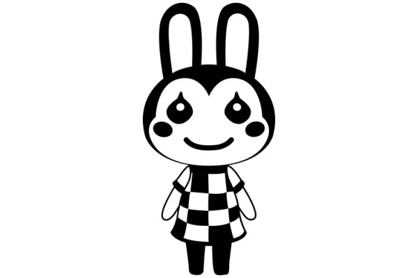 Stylish Cartoon Bunny with Checkered Dress