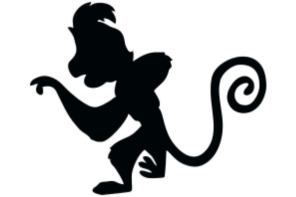 A Silhouette of a Monkey with a Curly Tail