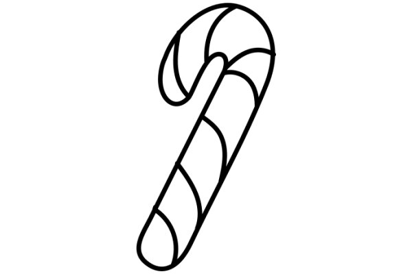 Simplistic Line Drawing of a Candy Cane