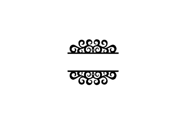 Simplicity in Design: Two Black Scrollwork Patterns on a White Background