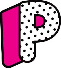 Vibrant Logo Design: A Playful Pink 'P' with a Dotted Background