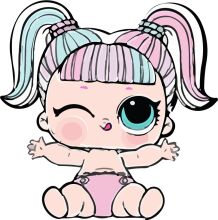 Adorable Cartoon Character with Pink Hair and Blue Eyes