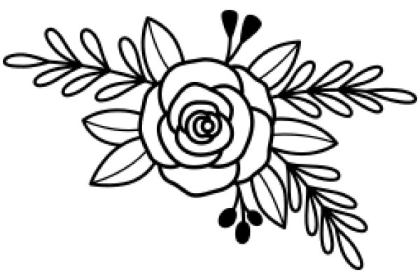 Stylized Floral Design with a Rose at the Center