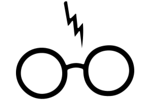 Stylized Icon of a Pair of Eyeglasses with a Lightning Bolt