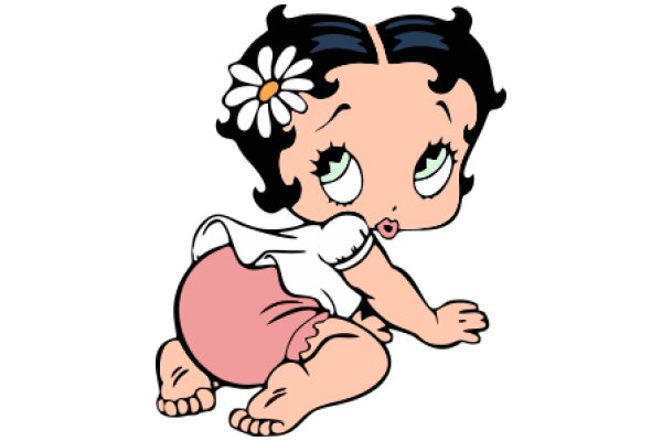 An Adorable Cartoon Character with a Flower in Her Hair