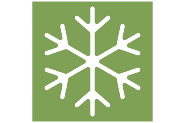 Simplistic Snowflake Icon on a Green Background