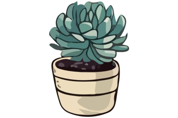 A Cute Illustration of a Potted Plant with a Flowering Top