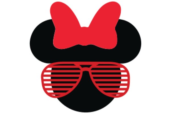 Stylish Minimalist Logo: Mickey Mouse with Red Sunglasses and Bowtie