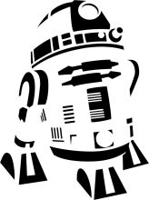 Stylized Black and White C-3PO Character