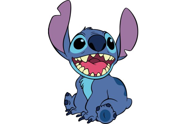 Stitch's Delight: A Blue Alien's Joyful Expression