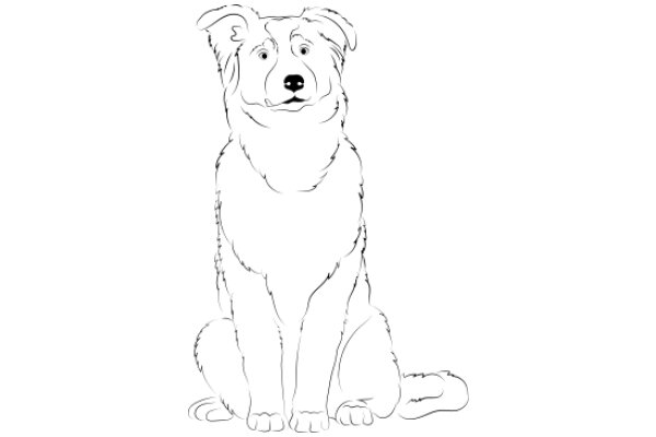 A Curious Canine: A Line Drawing of a Dog