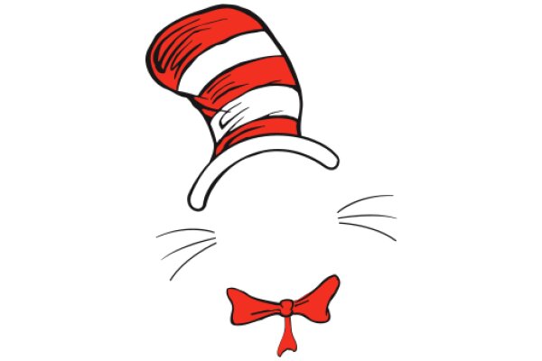 Whimsical Cartoon Character: A Red and White Cat Hat with a Bow