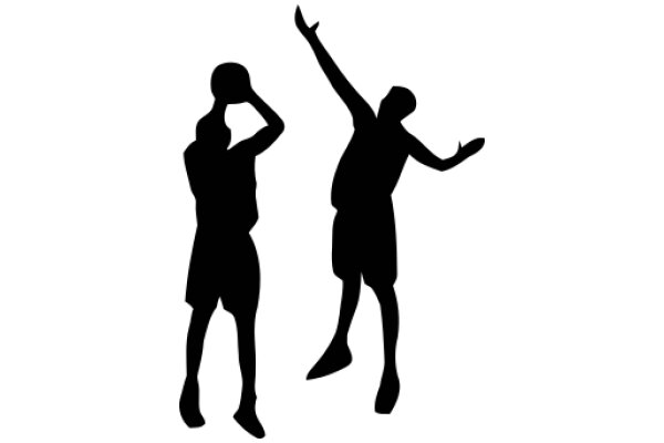 Silhouettes of Two People Celebrating a Basketball Victory