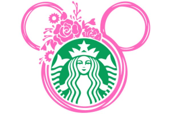 Starbucks Logo with Pink Flower Decoration