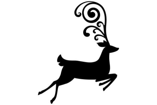 Elegant Black Silhouette of a Deer in Motion