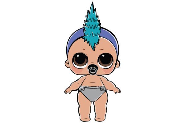 Pixelated Art: A Digital Portrait of a Baby with a Blue Mohawk