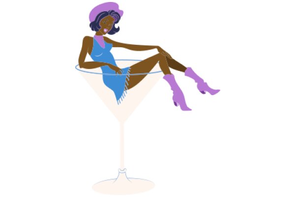 Stylish Martini: A Fashionable Illustration of a Woman Relaxing in a Martini Glass