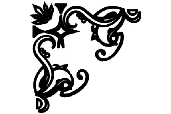 Stylized Letter 'P' with Intricate Design and Floral Motifs