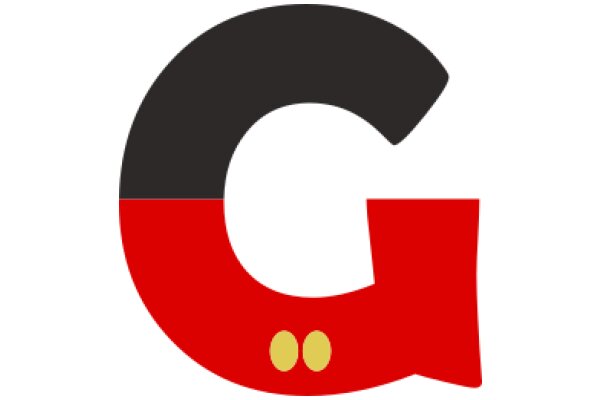 Stylized Letter 'G' with Two Dots and a Black Arch