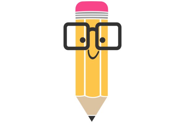 A Friendly Pencil Character with a Smile and Glasses