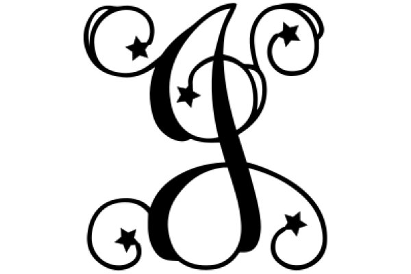 Stylized Letter 'S' with Swirling Design and Stars