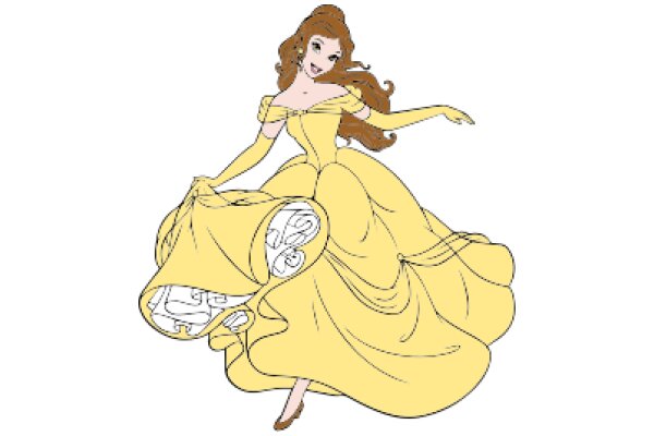 A Whimsical Illustration of a Princess in a Yellow Dress