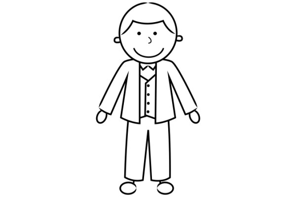 A Simple Line Drawing of a Man in a Suit