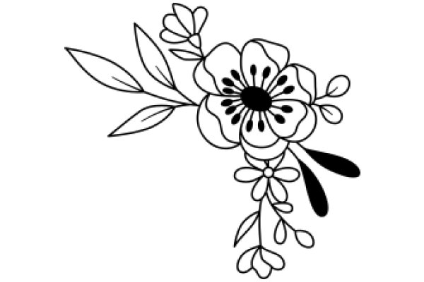 Stylized Flower Design: A Line Art