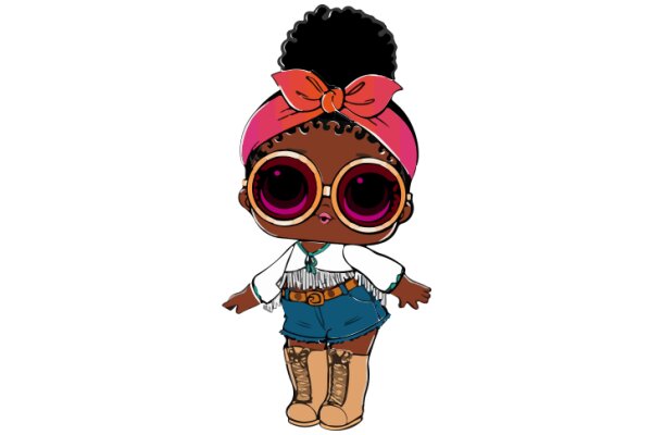 Stylish Avatar: A Fashionable Character with a Pink Bow and Purple Glasses