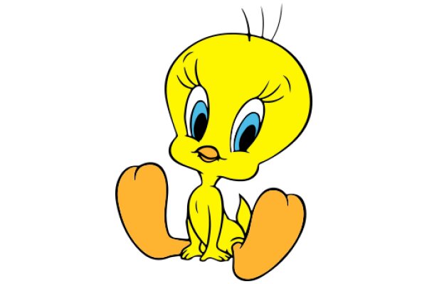 Yellow Cartoon Character with Blue Eyes and Orange Feet