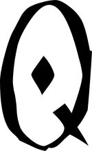 Stylized Black and White Logo of the Letter Q with a Fish Design