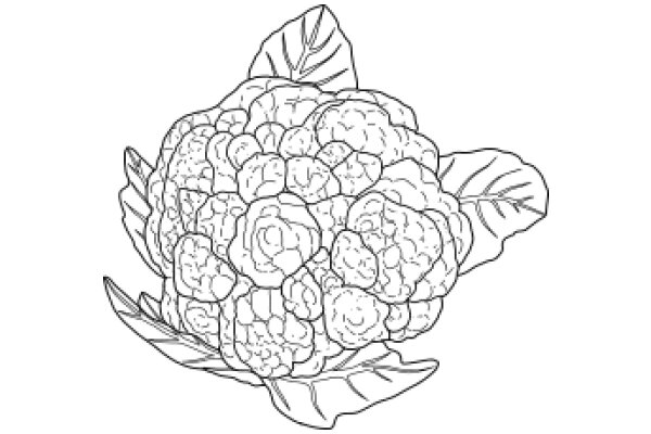 A Delicate Illustration of a Flower-like Structure with Leafy Surroundings