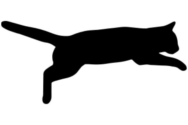 Silhouette of a Black Cat in Motion