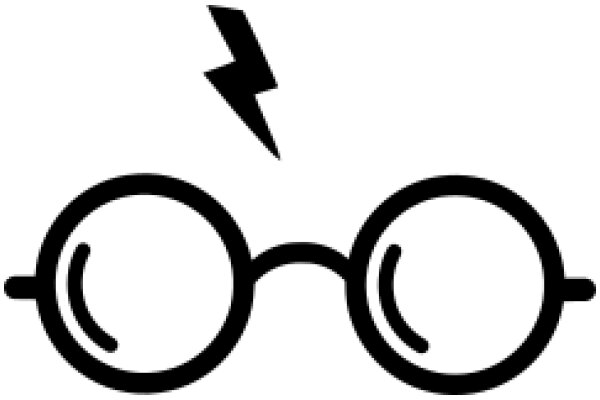 Stylized Icon of Eyeglasses with a Lightning Bolt