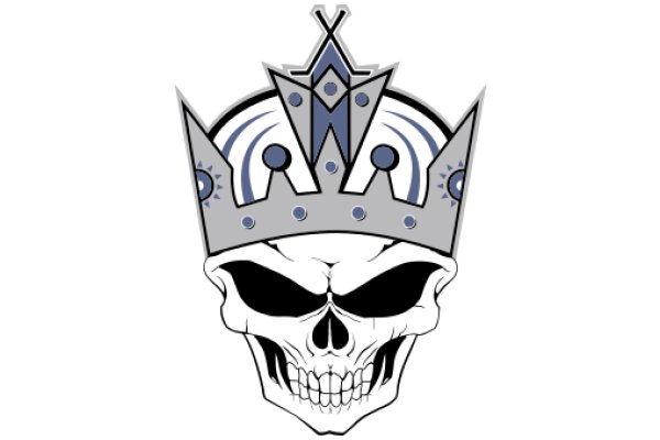 Stylized Skull with Crown and Sun Designs