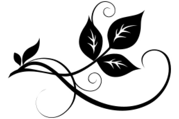 Elegant Black Leaf Design on White Background