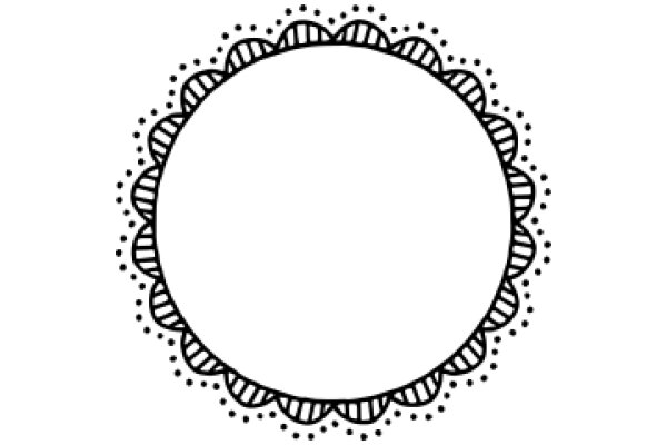 A Simple, Line Drawing of a Circle with a Scalloped Edge