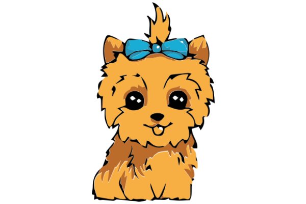 Adorable Illustration of a Puppy with a Blue Bow