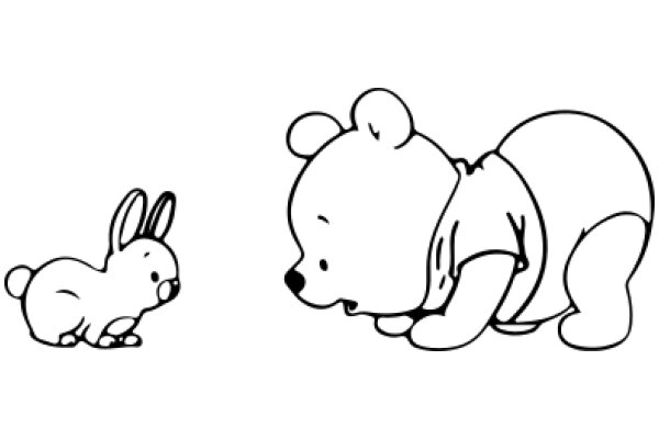 A Playful Encounter: A Bear and a Bunny in a World