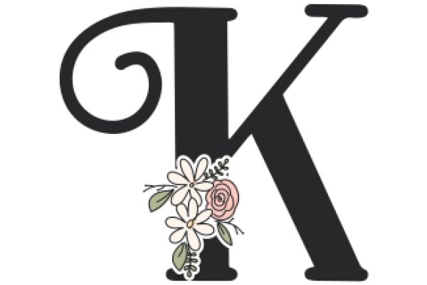 Stylized Letter K with Floral Accents