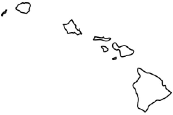 Simplified Map of Hawaii with the Aleutian Islands