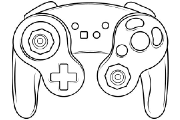 A Detailed Line Drawing of a Video Game Controller